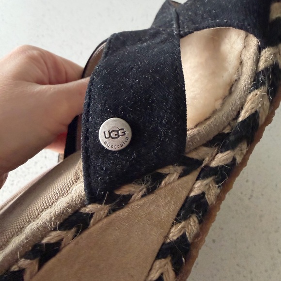UGG Black Suede Wedge Sandals with Plush Insole 5 size new - Picture 5 of 5
